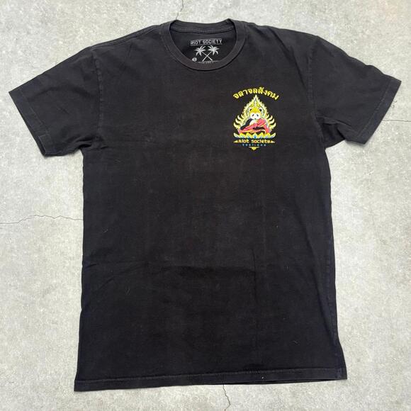 Riot Society Buddha Panda Logo T Shirt - Picture 1 of 4